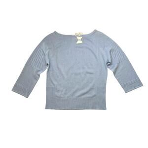 Never Worn Eric Bompard Light Blue Cashmere Silk Sweater, Boat Neck ¾ Sleeve Top